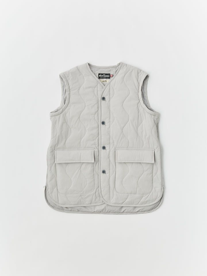 【ラスト1点】【WILD THINGS × unfil 】quilted nylon 2way jacket / キルティングジャケット / ライトグレー