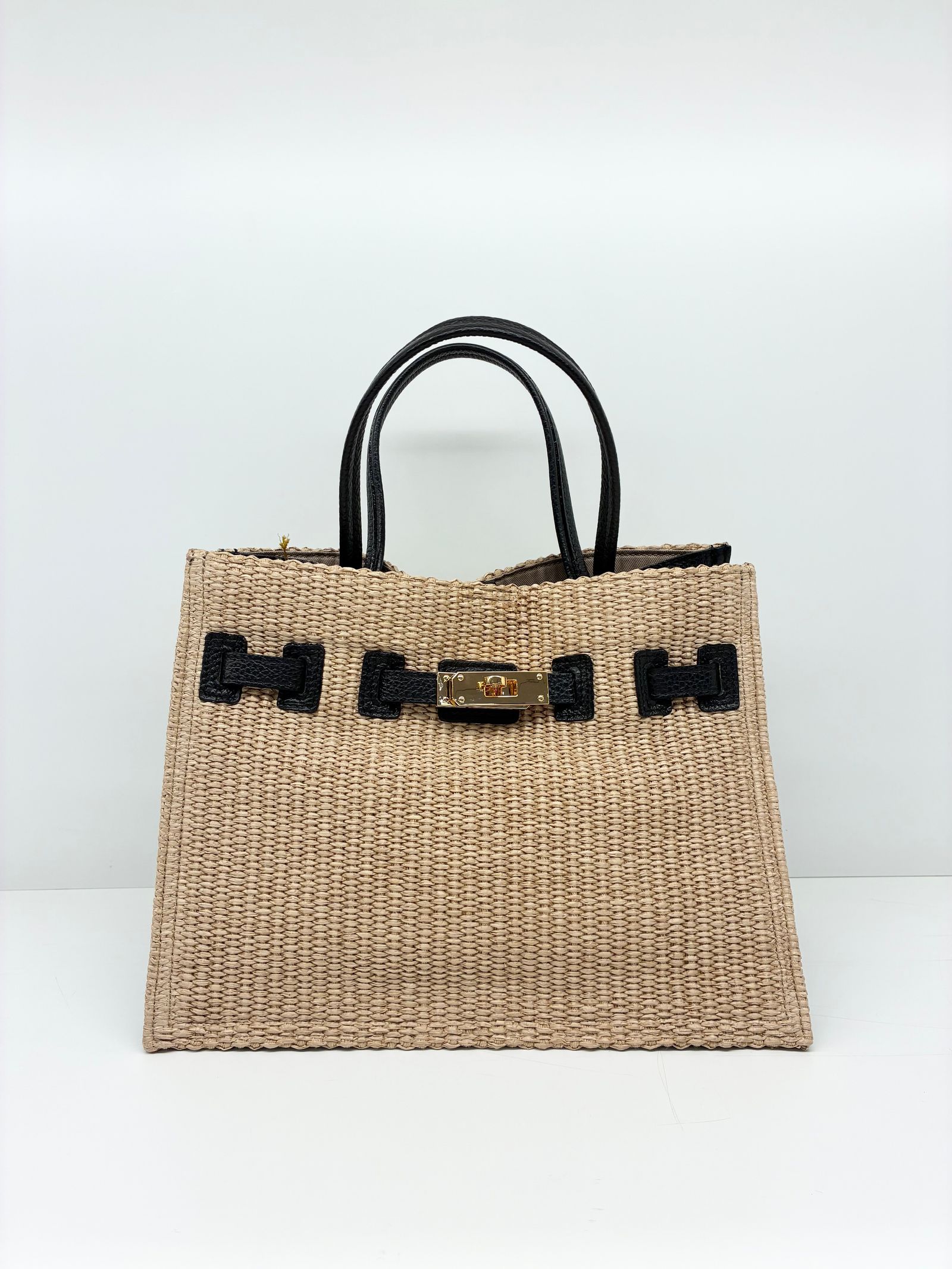 SANDRO / ベルト付きかごバッグ / ナチュラル / ブラック