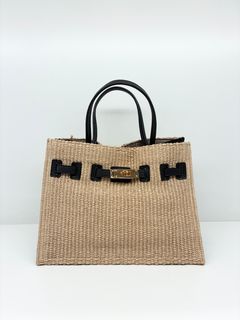 SANDRO / ベルト付きかごバッグ / ナチュラル / ブラック