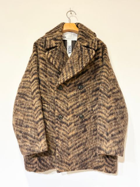 ウールゼブラシャギーピーコート / ベージュ