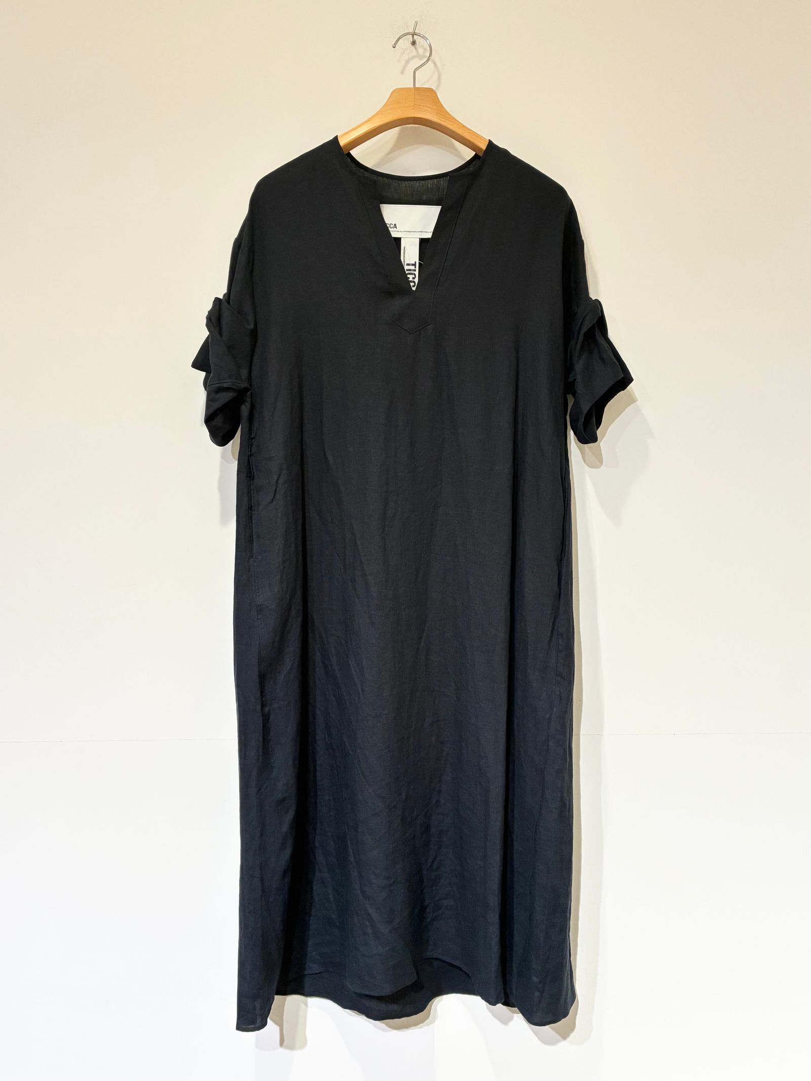 リネンツイストスリーブワンピース / ネイビー