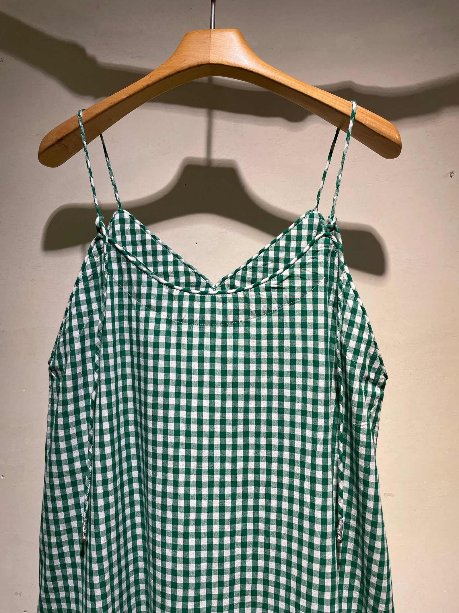 Cotton Poplin Mimosa Embroidery Cami Dress / キャミワンピース / グリーン