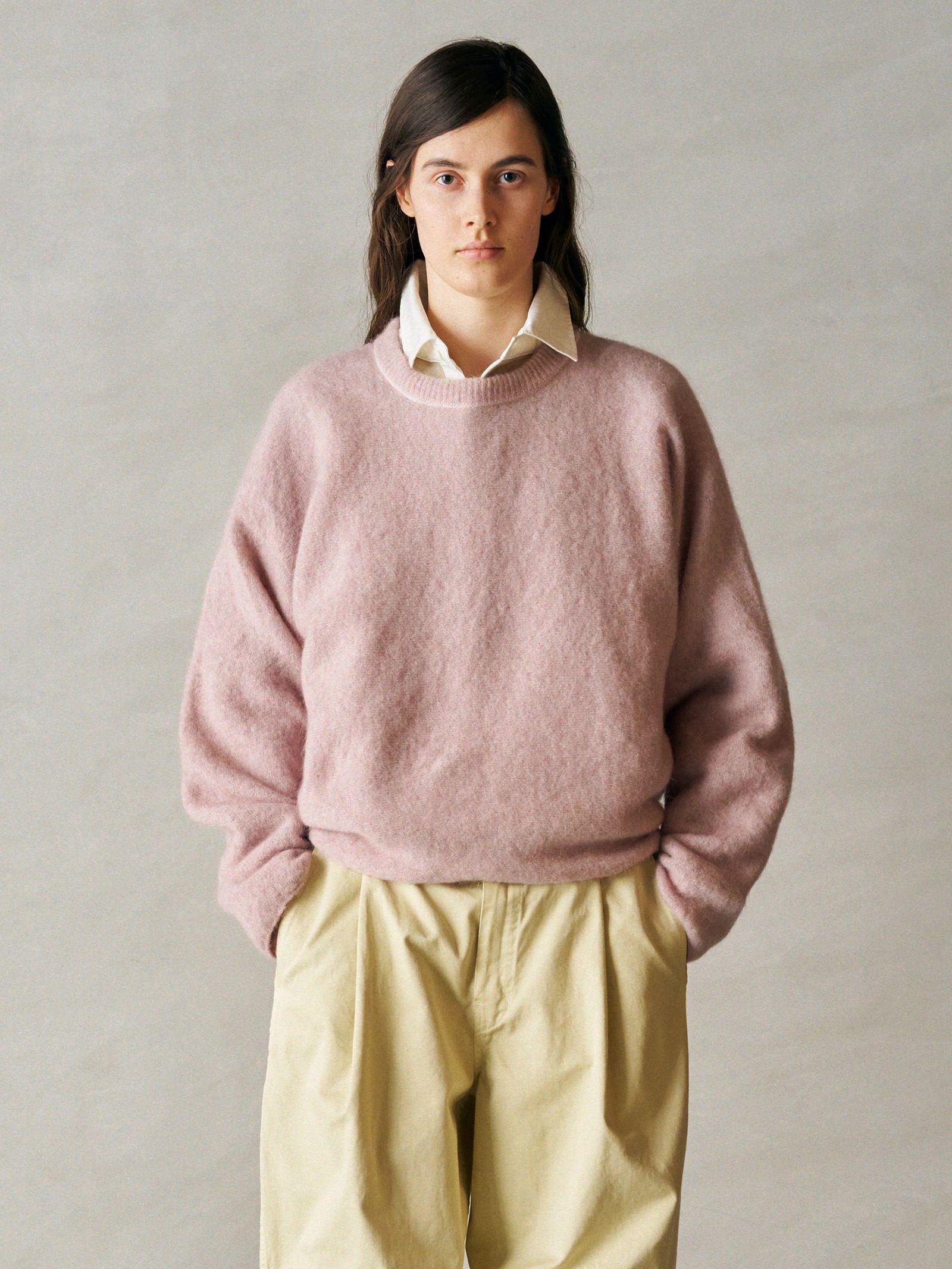 STRETCH SUPERKID MOHAIR CREW-NECK P/O / ニット / ピンク