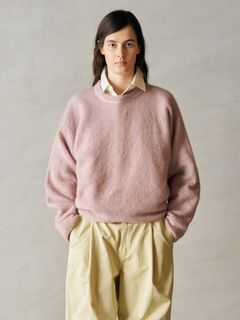STRETCH SUPERKID MOHAIR CREW-NECK P/O / ニット / ピンク