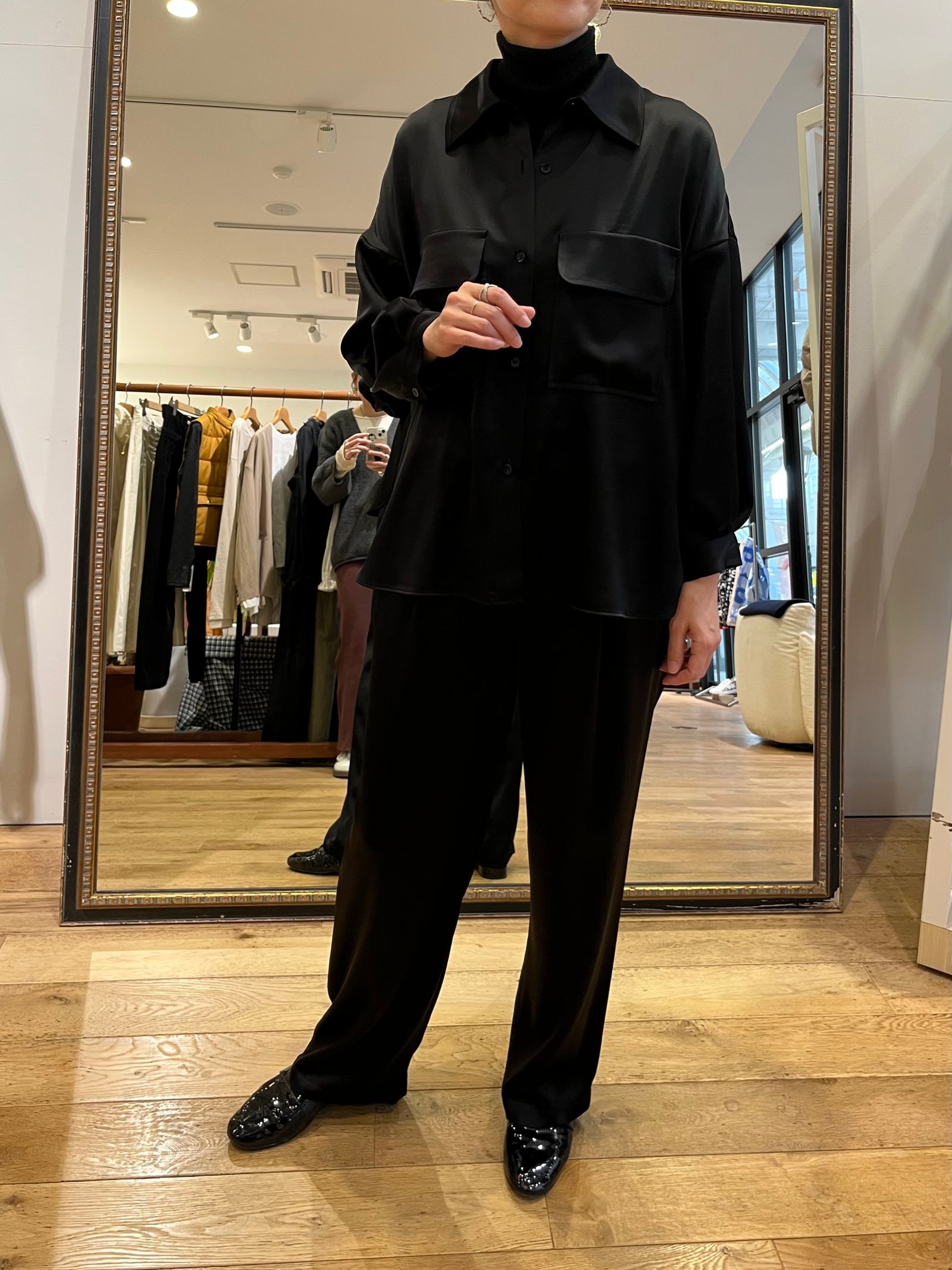 Bed&Breakfast / Satin LRM Shirts / サテンシャツ / ブラック