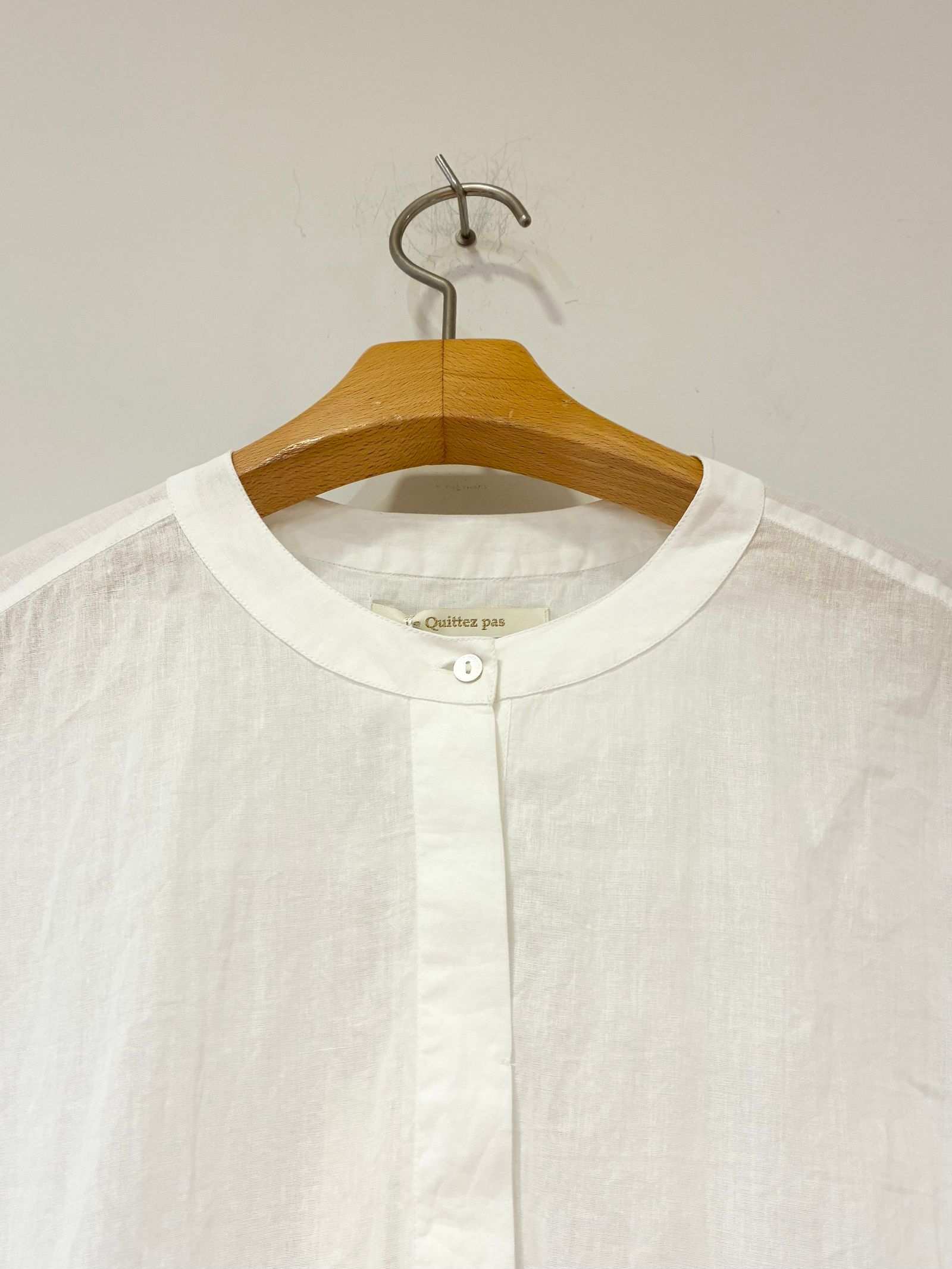 ne Quittez pas - Cotton Organza Tuck Blouse / ノーカラー
