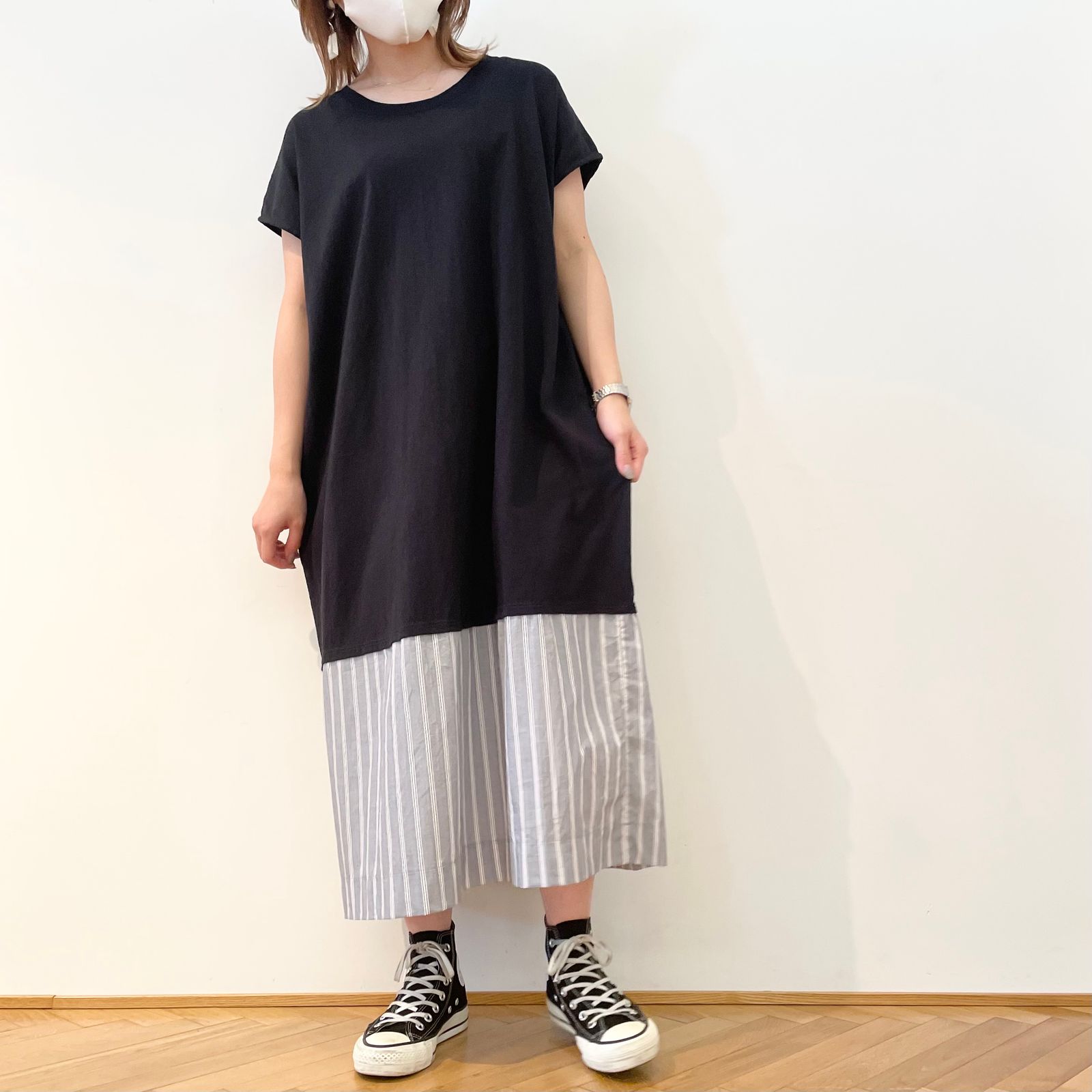 43 割引グレイ系 Free Size 破格値下げ Dhalのシャツワンピース 美品 ロングワンピース ワンピースグレイ系free Size thaar Net