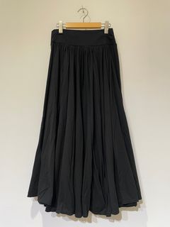 ジャージーコレット ウィンドフレアスカート / マキシスカート / ブラック