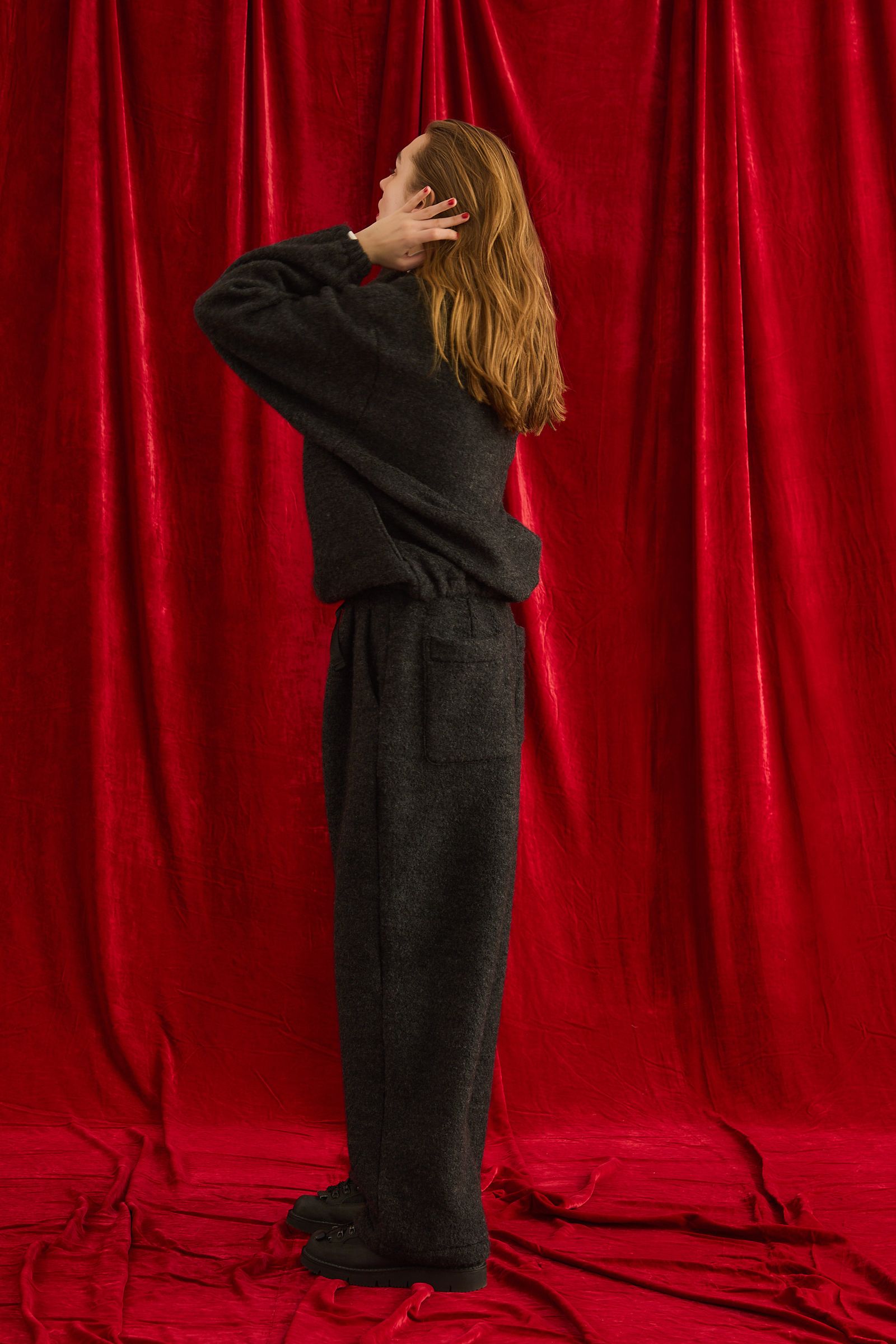 WOOL FLEECE TOPS / ハーフジップフリース / チャコールグレー