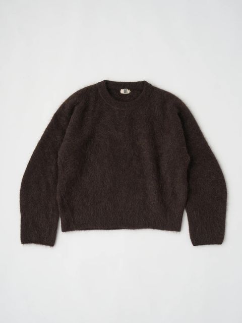 STRETCH SUPERKID MOHAIR CREW-NECK P/O / モヘヤニット / ダークブラウン