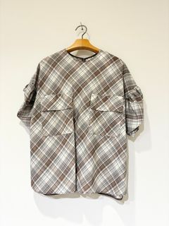 Sienna Glow Check Puff Blouse / パフスリーブチェックブラウス / ブラウン