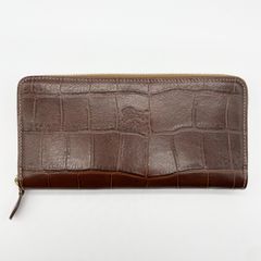 クロコ型押しラウンドジップ長財布