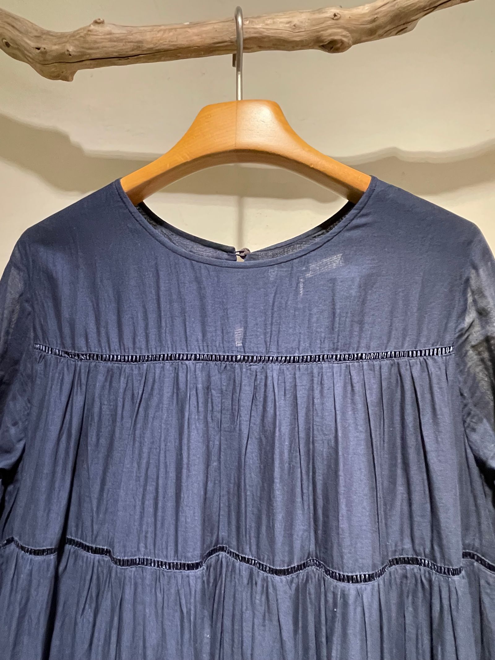 Cotton Voile Tiered Maxi Dress / ティアードマキシワンピース / ネイビー