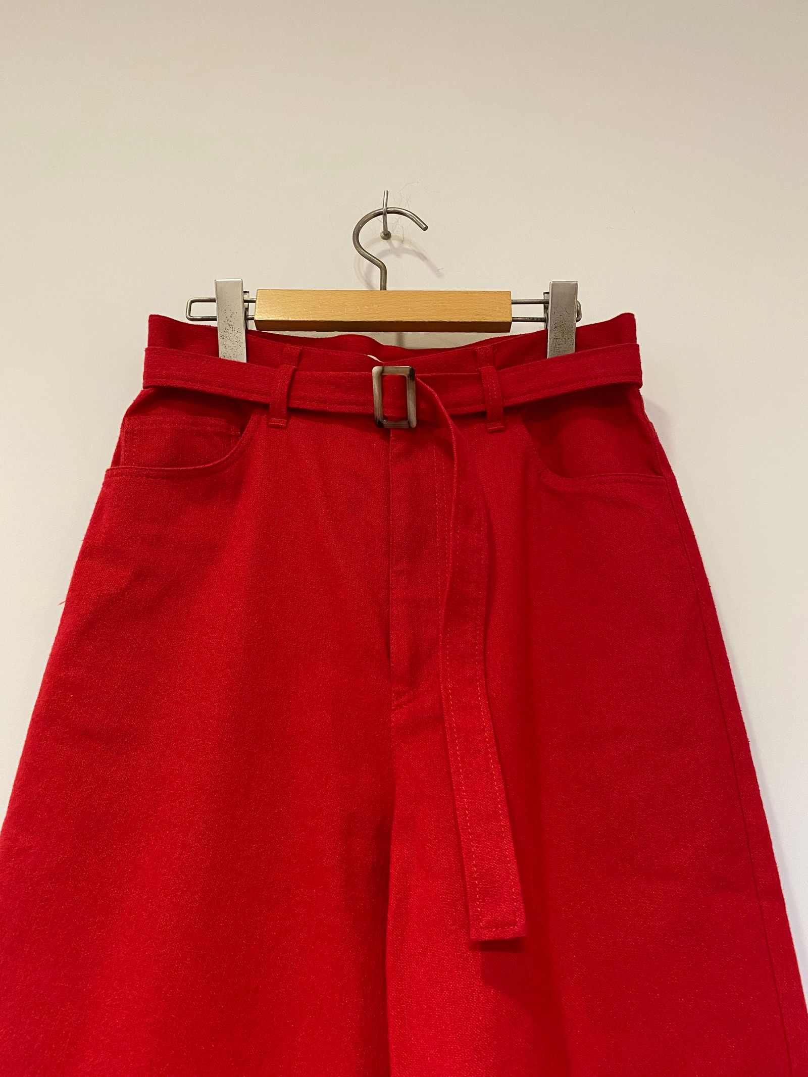 Greed International - Cotton Linen Belt Pants in Red greed ...