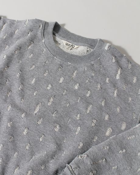 ripped-mesh cotton terry sweatshirt / メッシュ加工スウェット / グレー
