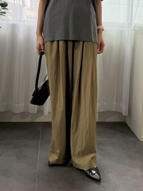 cotton nylon wide easy pants / コットンナイロンワードイージーパンツ / オリーブカーキ