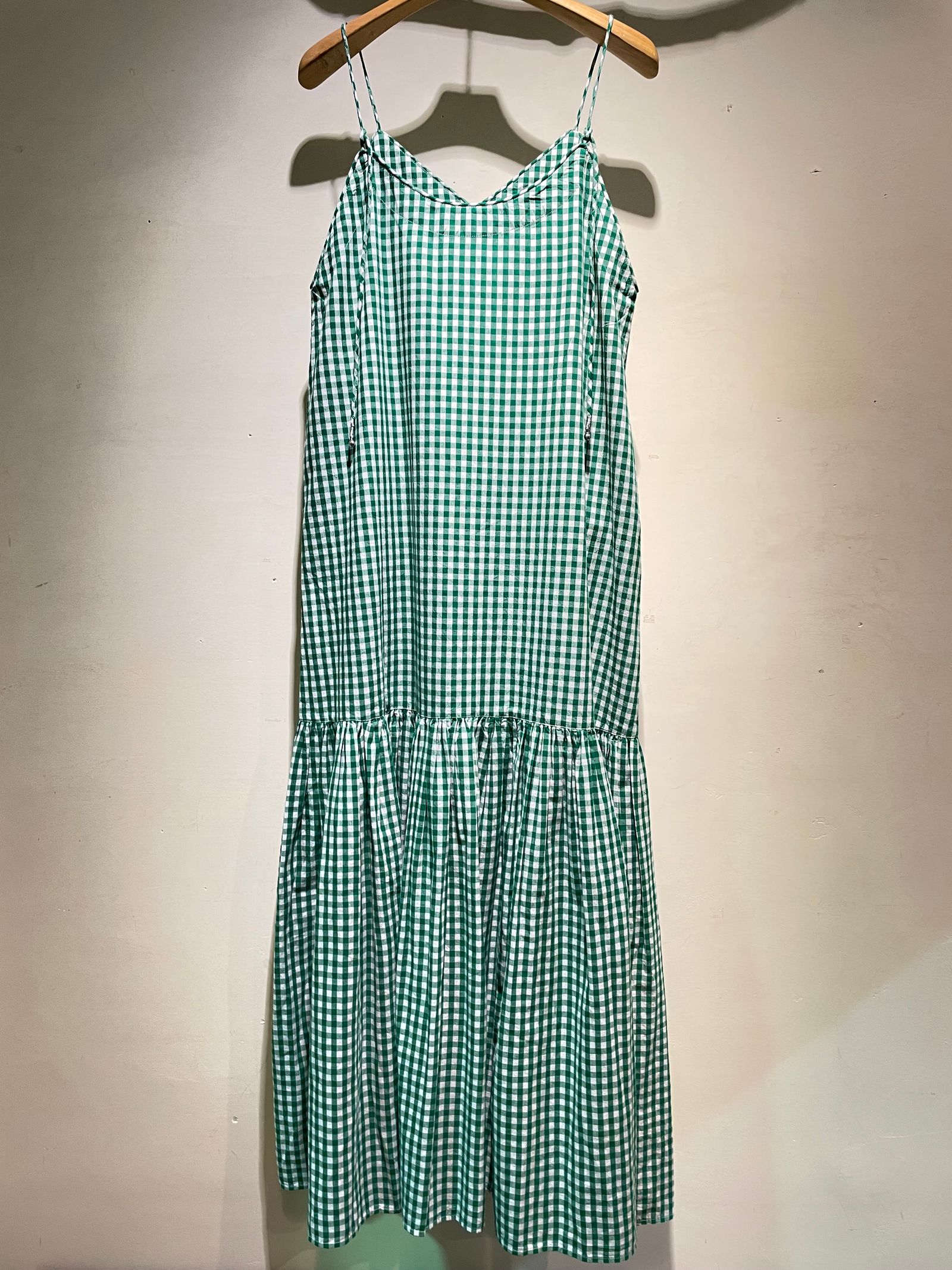 Cotton Poplin Mimosa Embroidery Cami Dress / キャミワンピース / グリーン