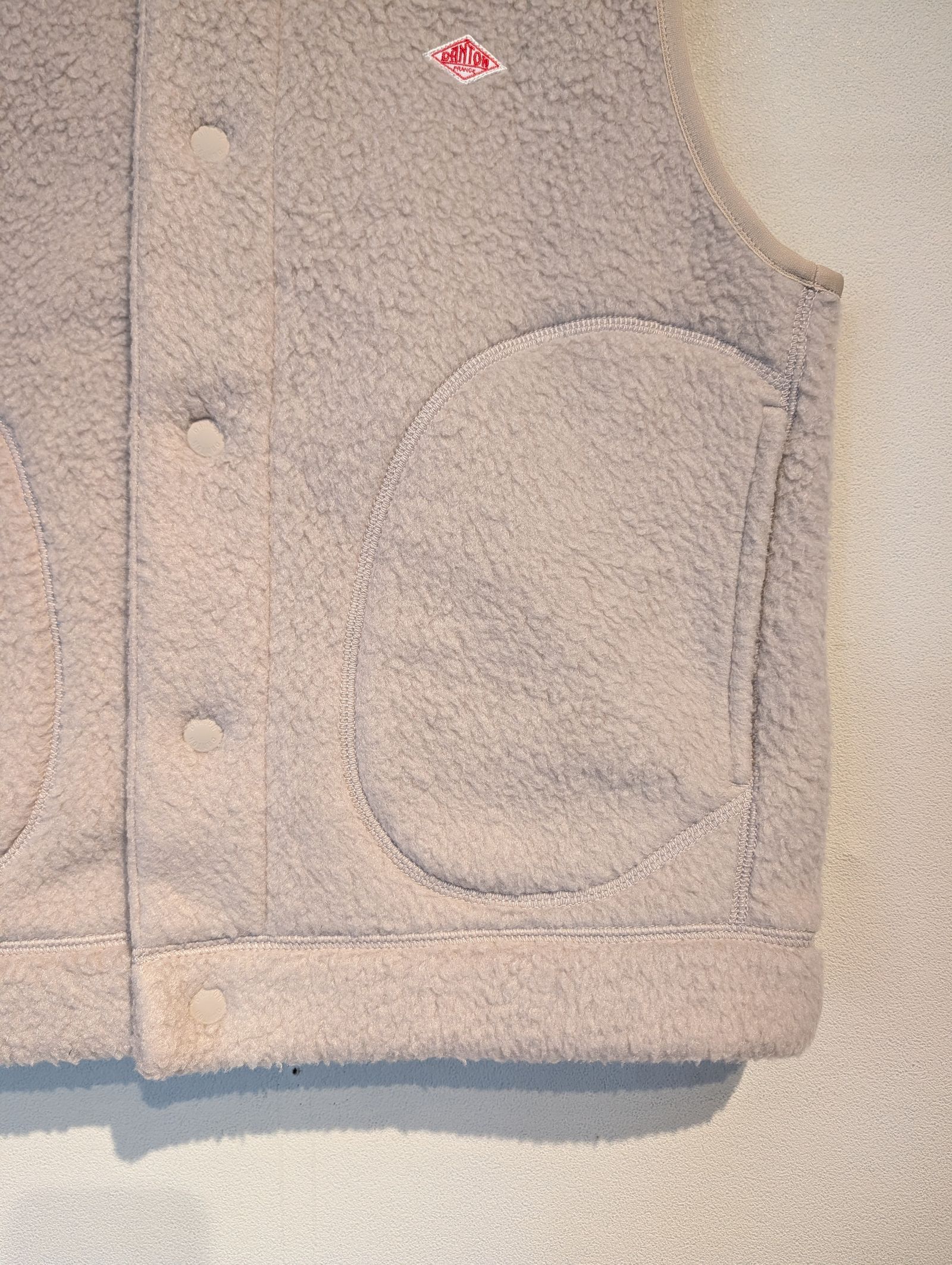 Women's Double Face Boa Stand Collar Vest / ボアスタンドカラーベスト / ベージュ
