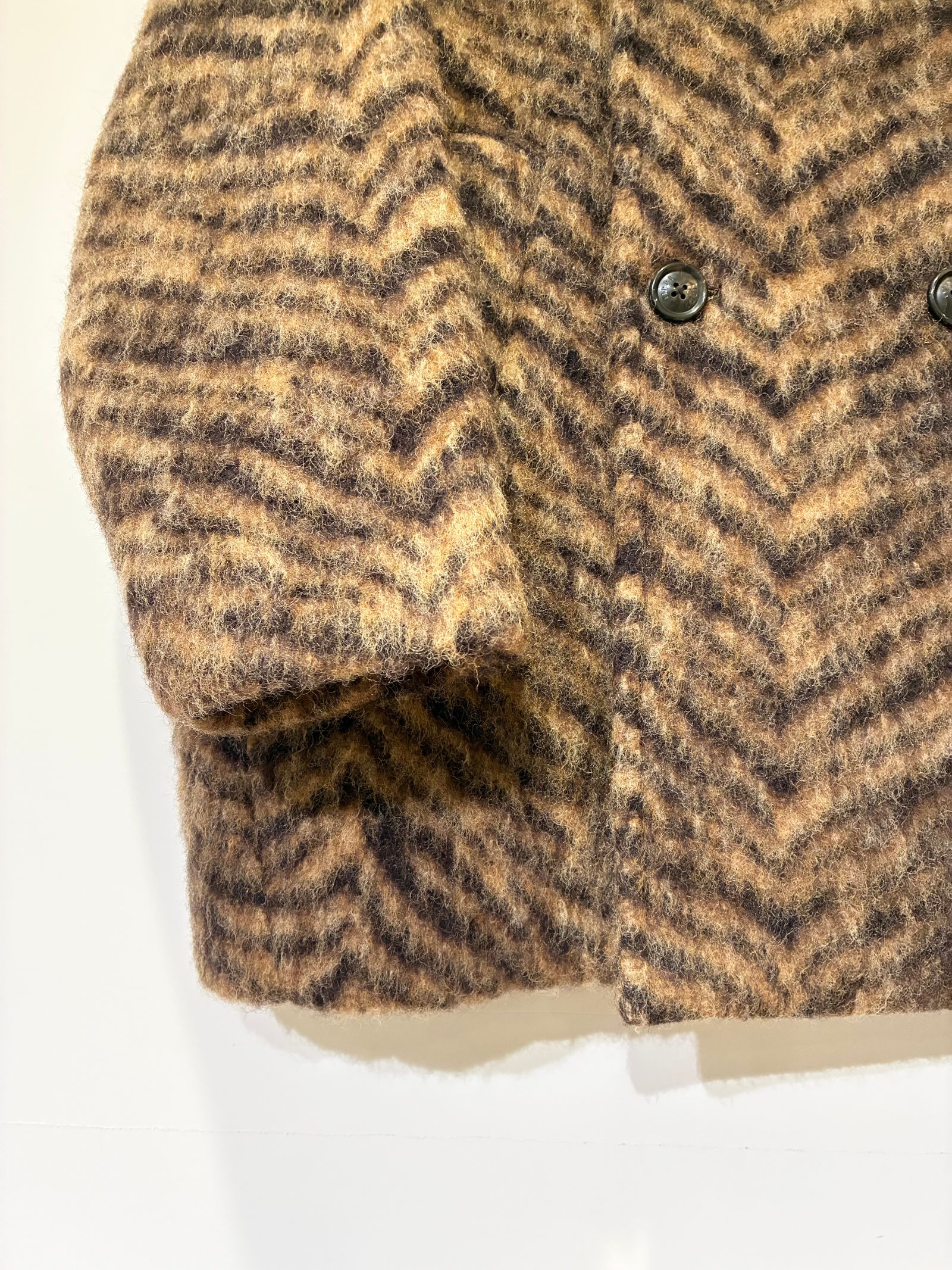 ウールゼブラシャギーピーコート / ベージュ