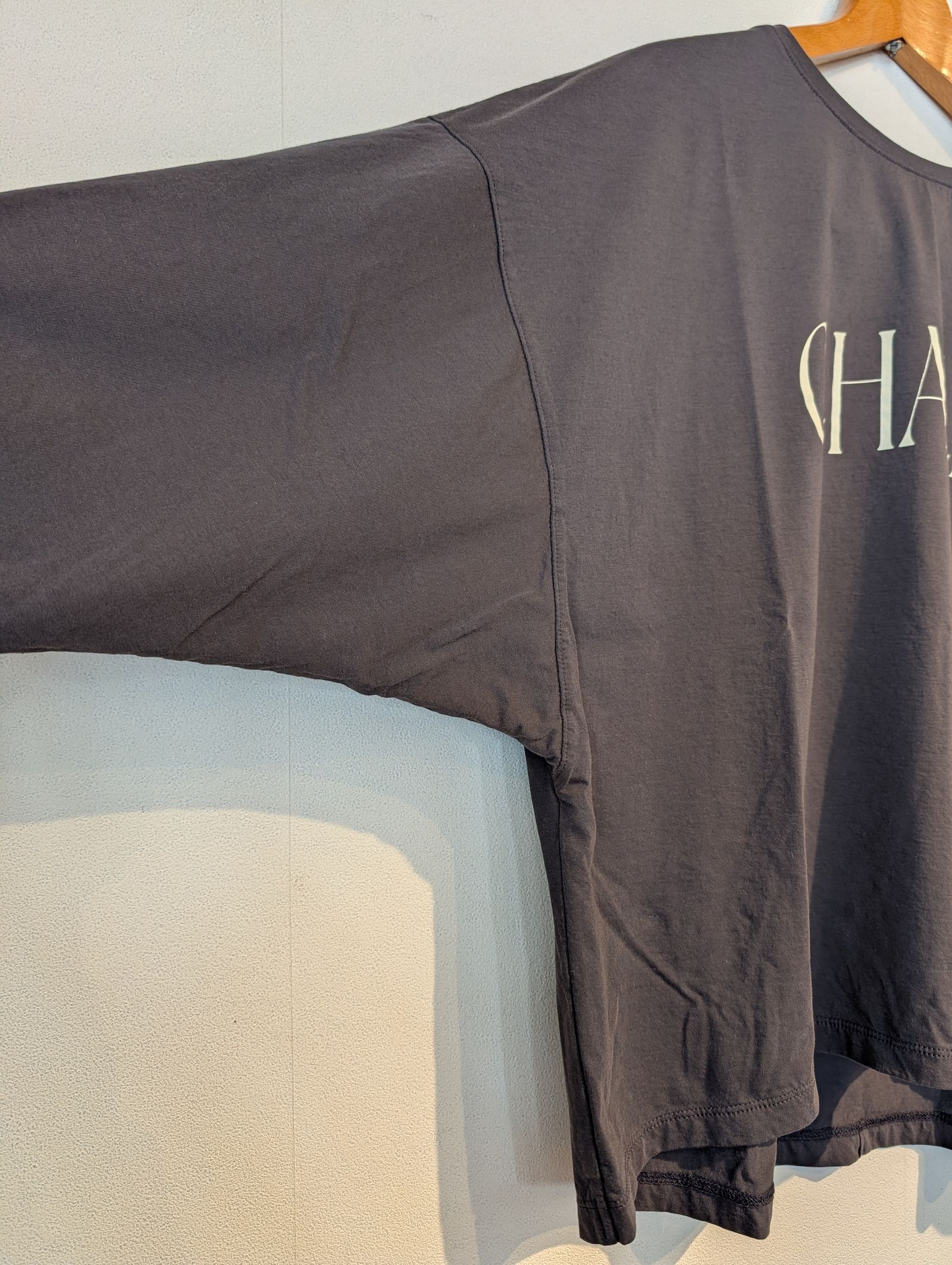 "CHAILLY"ロゴ5分袖T-shirt / 5分袖Tシャツ / ロゴTシャツ / ダークグレー