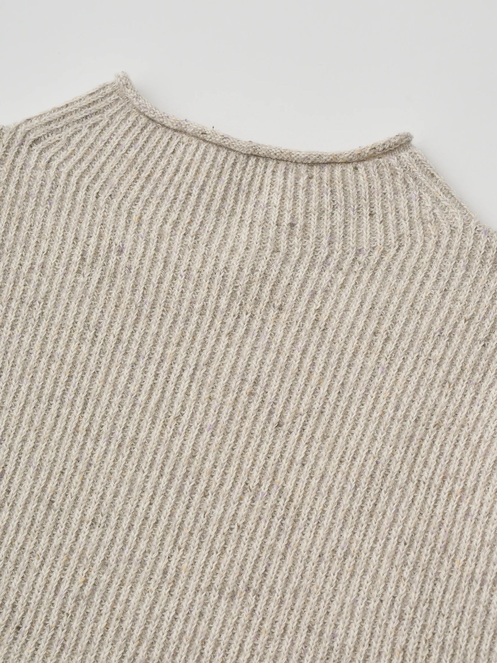 WOOLEN COTTON & SILK NEP WOOL TWEED-KNIT VEST / グレージュ