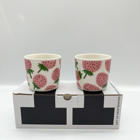 【アジア限定】Mansikka マンシッカ コーヒーカップセット いちご柄 ラテマグ