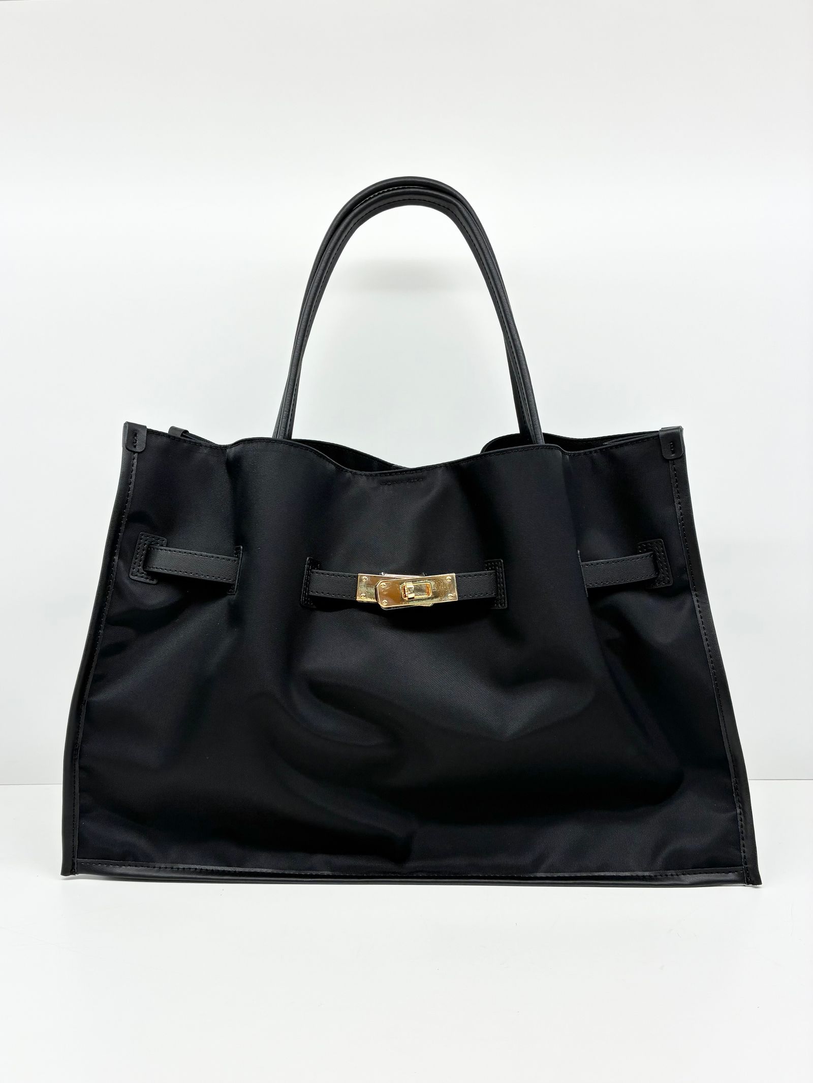 BRUNO / レザーパイピングナイロンバッグ / ブラック