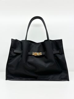 BRUNO / レザーパイピングナイロンバッグ / ブラック