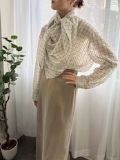 sheer check scarf shirt / シアーチェックスカーフシャツ / アイボリー