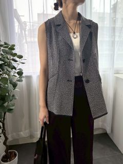 tweed like mesh gilet / ツイードライクメッシュジレ / グレー