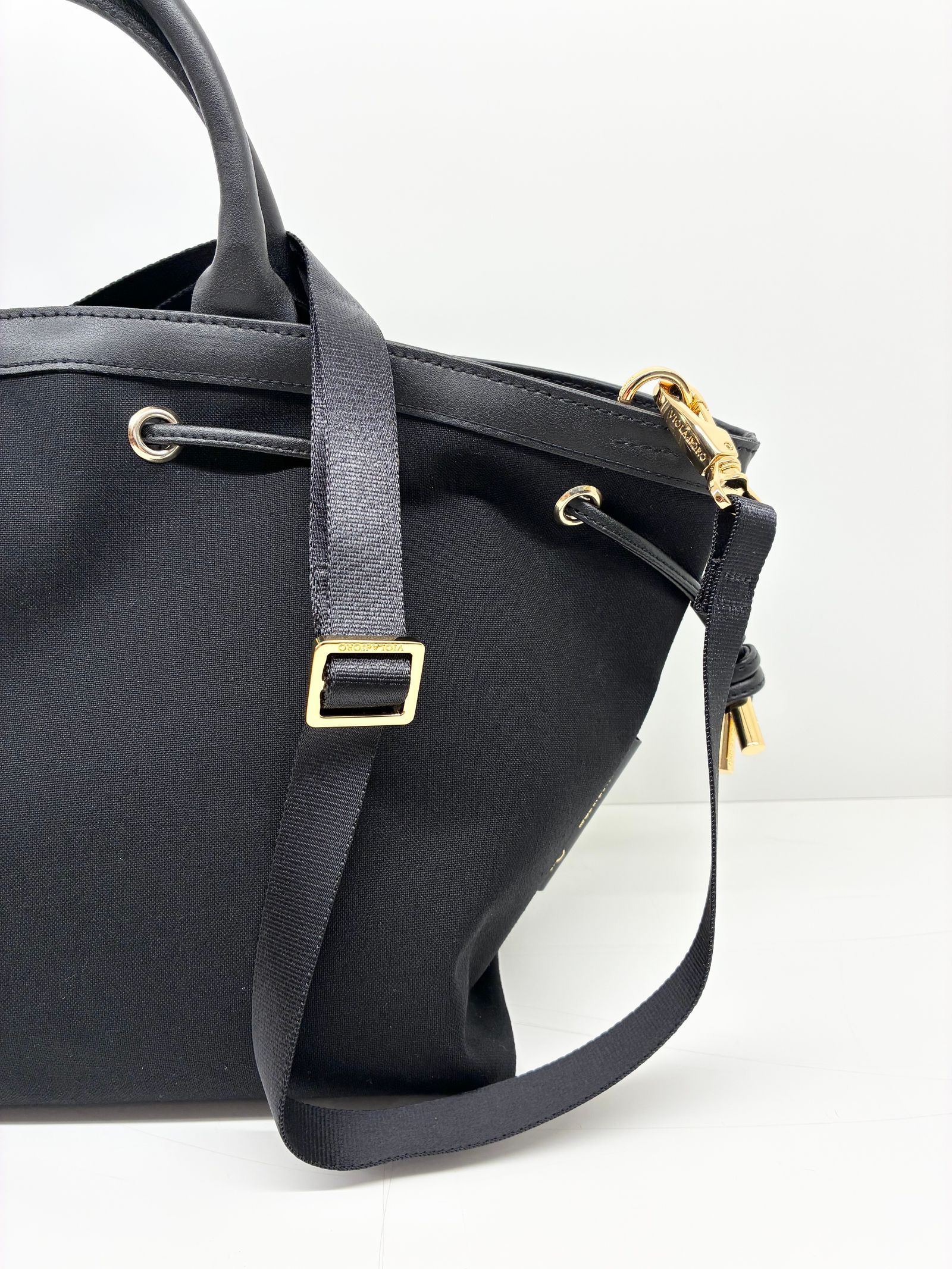 CAMPER / レザーコードキャンバスバッグ / ブラック