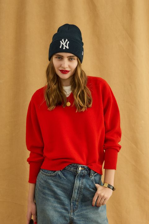 FILL V NECK KNIT / ハイゲージニット / レッド