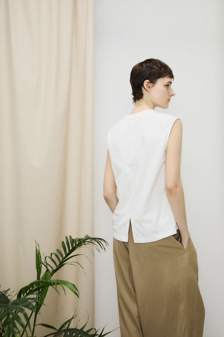 dry touch cotton jersey sleeveless Tee / ノースリーブカットソー / ホワイト