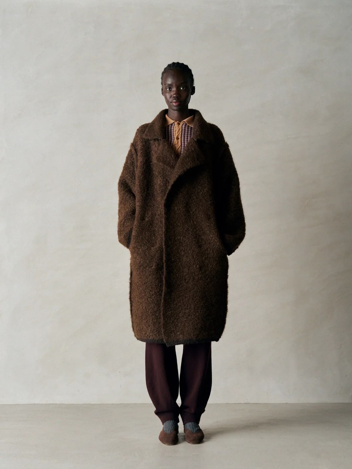 EX SUPER FINE WOOLEN WOOL HIGH-GAUGE KNIT PANTS / ブラウン / ボルドー