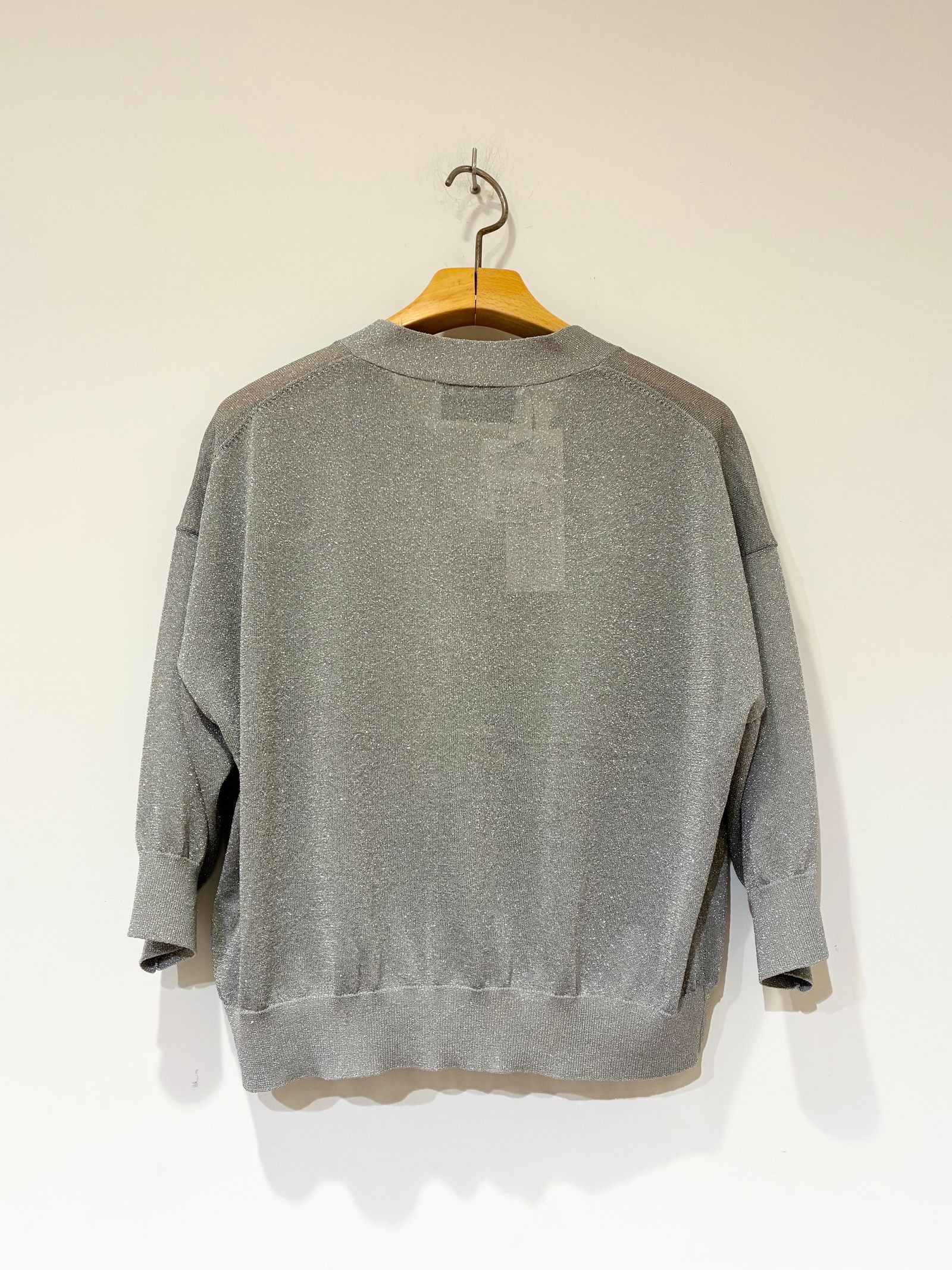 シマ―セーター ハーフスリーブカーディガン / シアーラメカーディガン / グレー