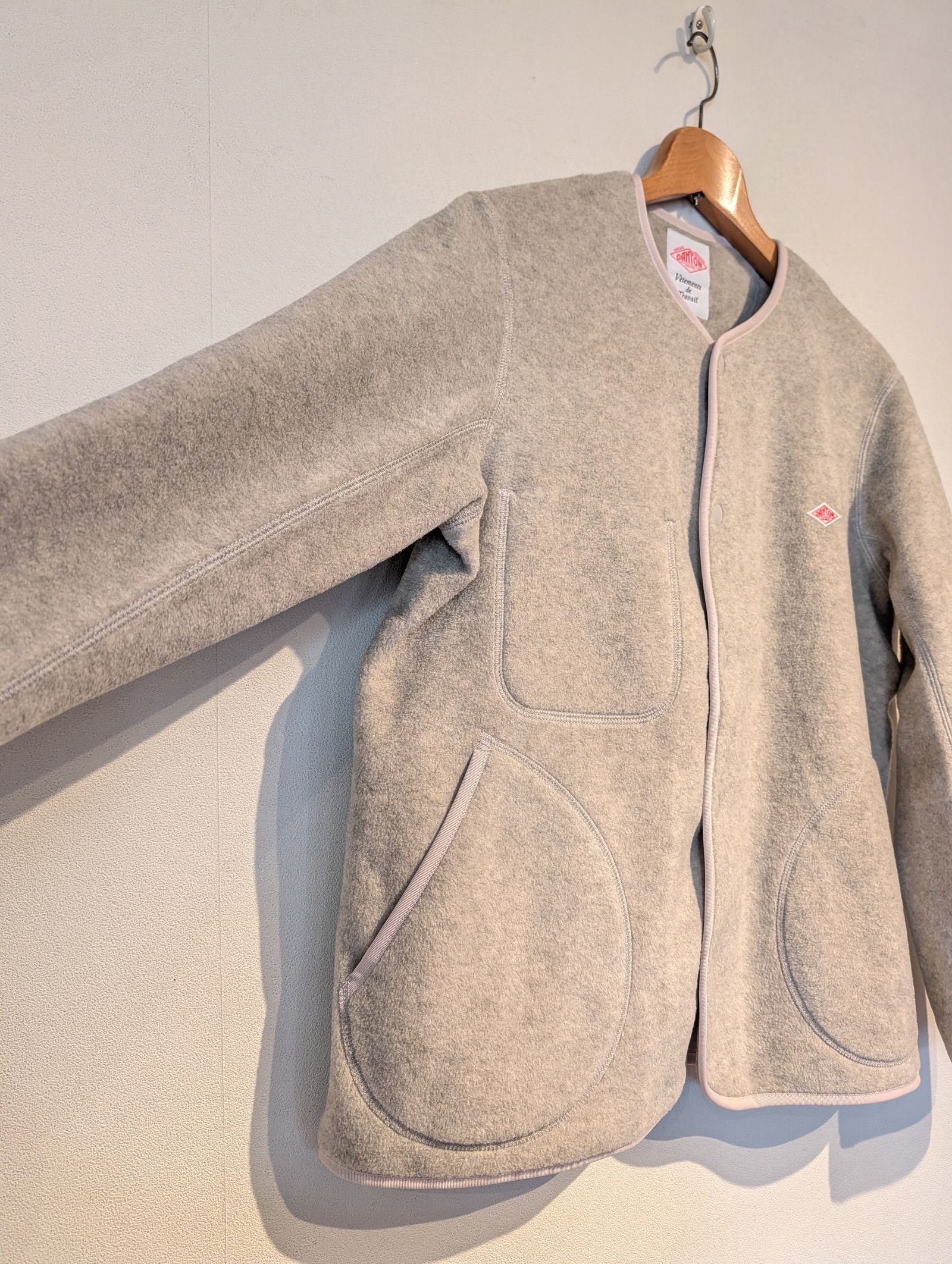 Women's Fleece Collarless Jacket / フリースカラーレスジャケット / マーブル
