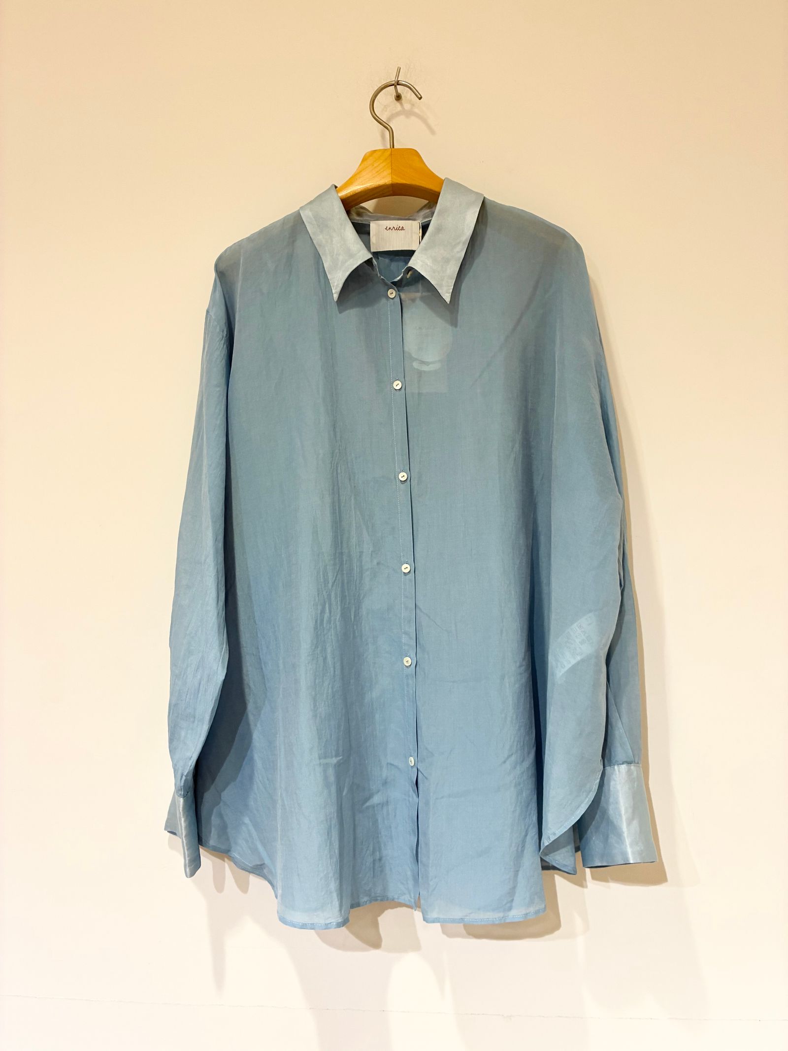 コットンシルクシャツブラウス / ブルー