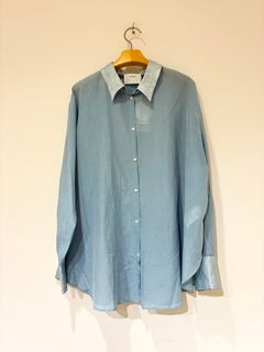 コットンシルクシャツブラウス / ブルー