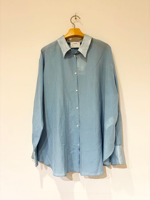 コットンシルクシャツブラウス / ブルー