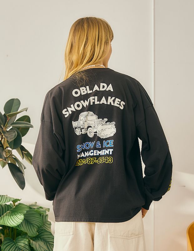 SNOWFLAKES LONG TEE / バックプリントロンT / ブラック