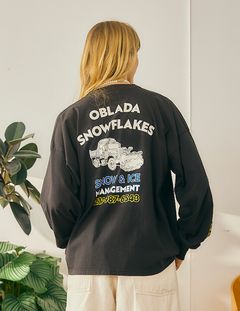 SNOWFLAKES LONG TEE / バックプリントロンT / ブラック