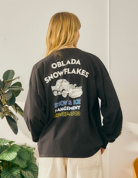 SNOWFLAKES LONG TEE / バックプリントロンT / ブラック