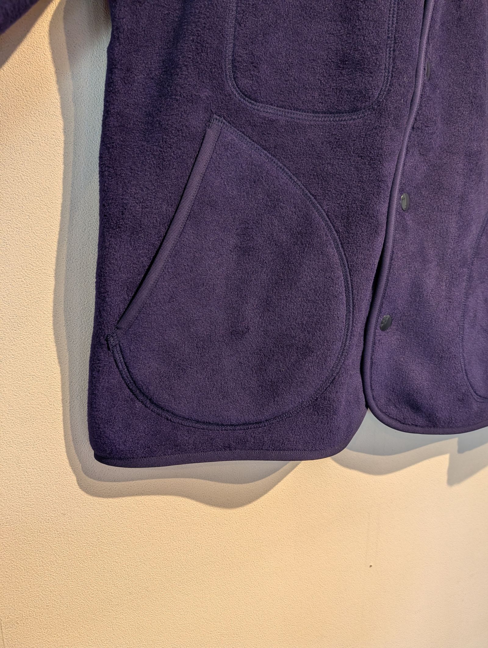 Women's Fleece Collarless Jacket / フリースカラーレスジャケット / ネイビーブルー