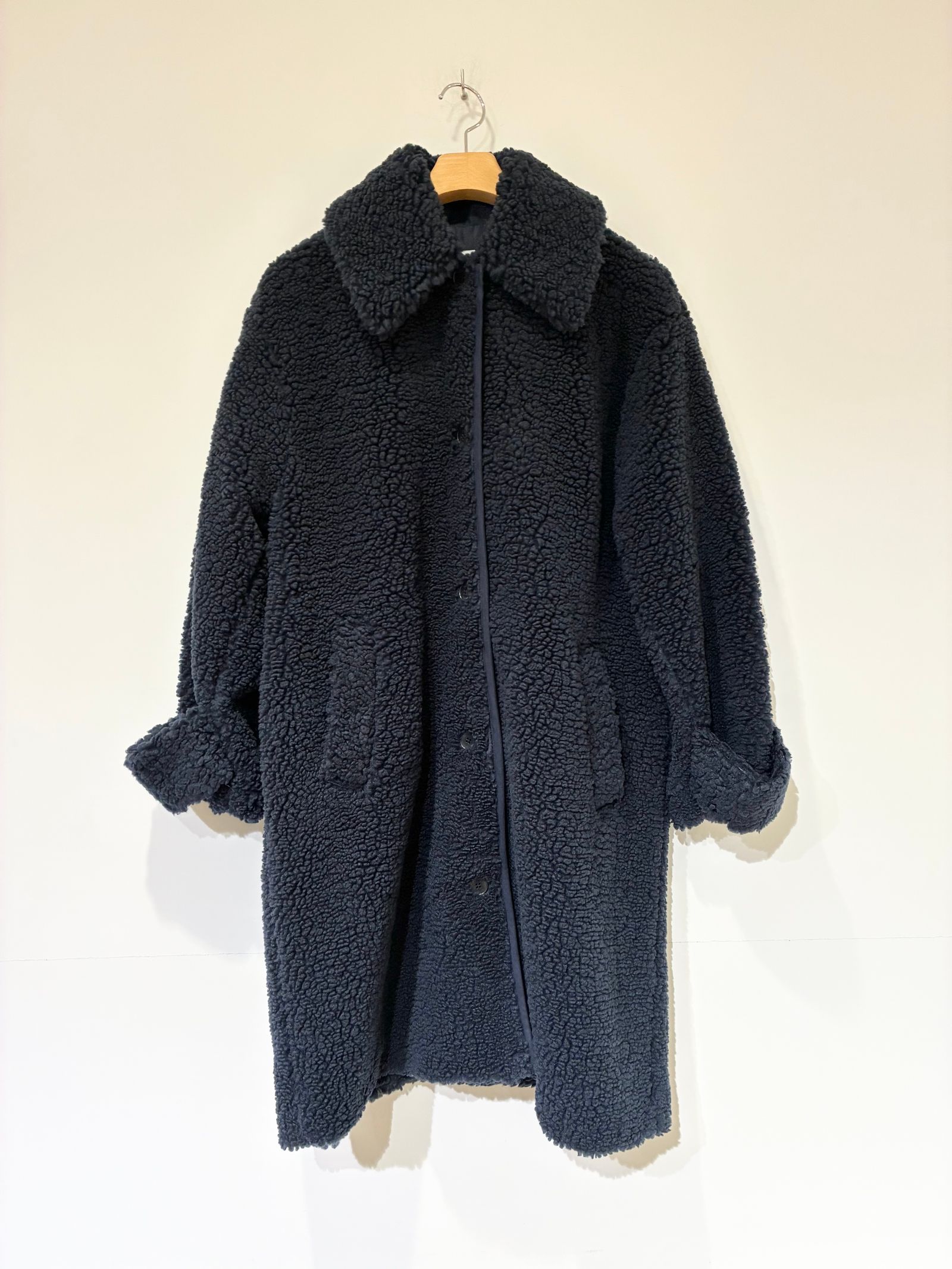 エコペルボア ロングコート / ボアアウター / ネイビー