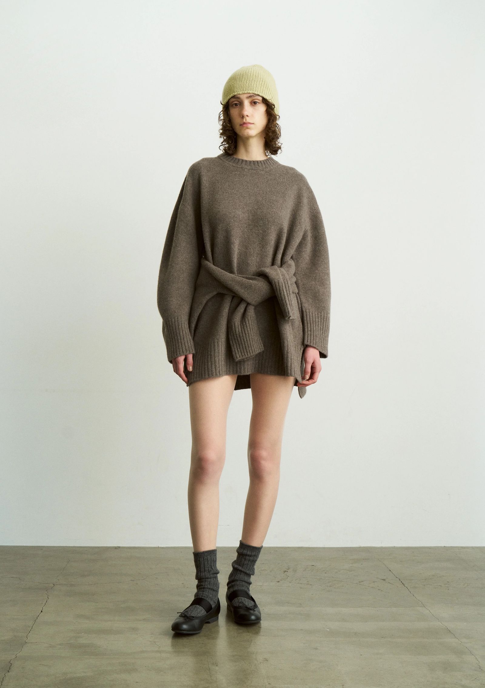 FINE LAMBS WOOL OVERSIZED P/O / チュニック丈ニット / ダークモカ / ベージュ