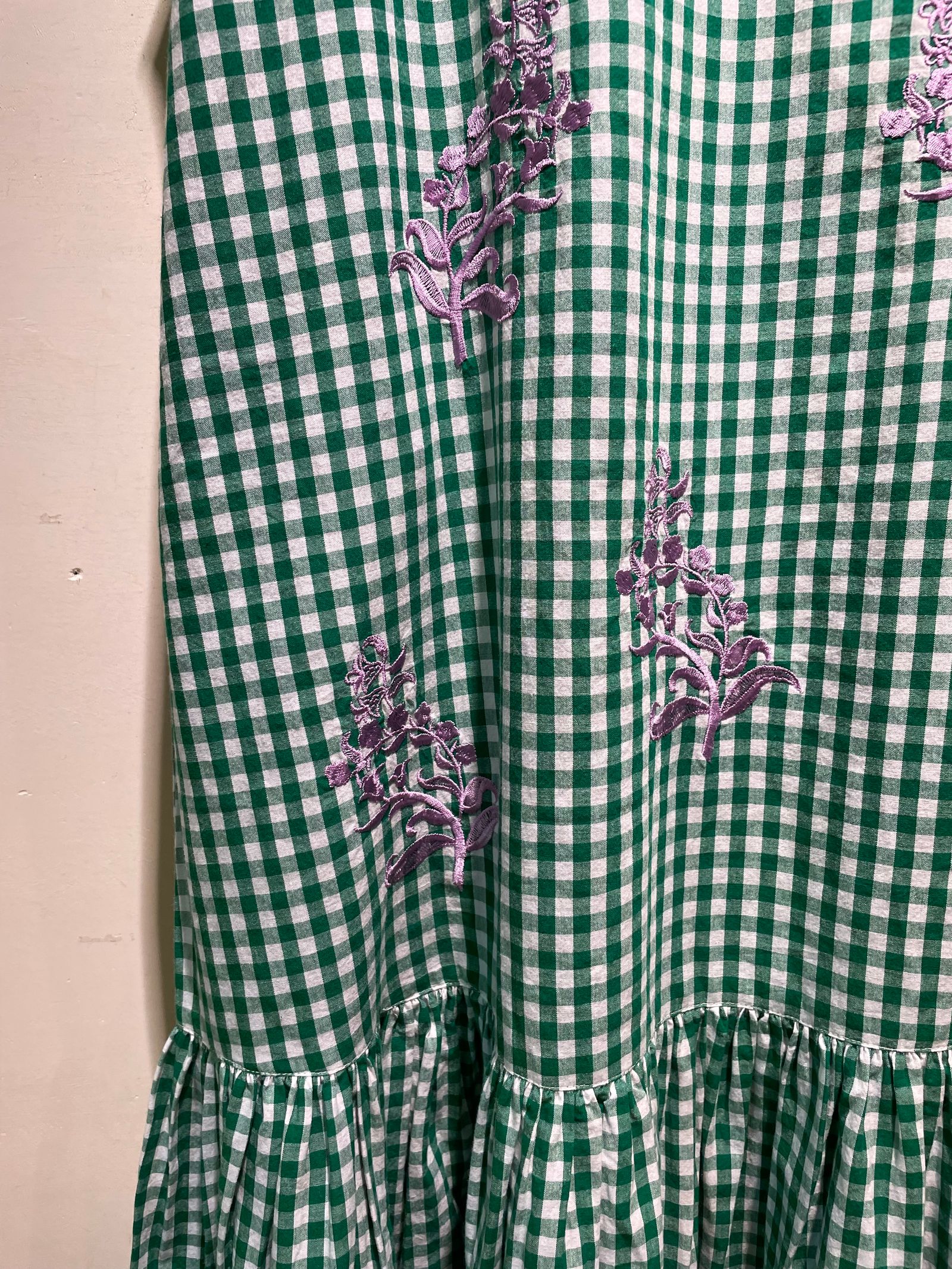 Cotton Poplin Mimosa Embroidery Cami Dress / キャミワンピース / グリーン