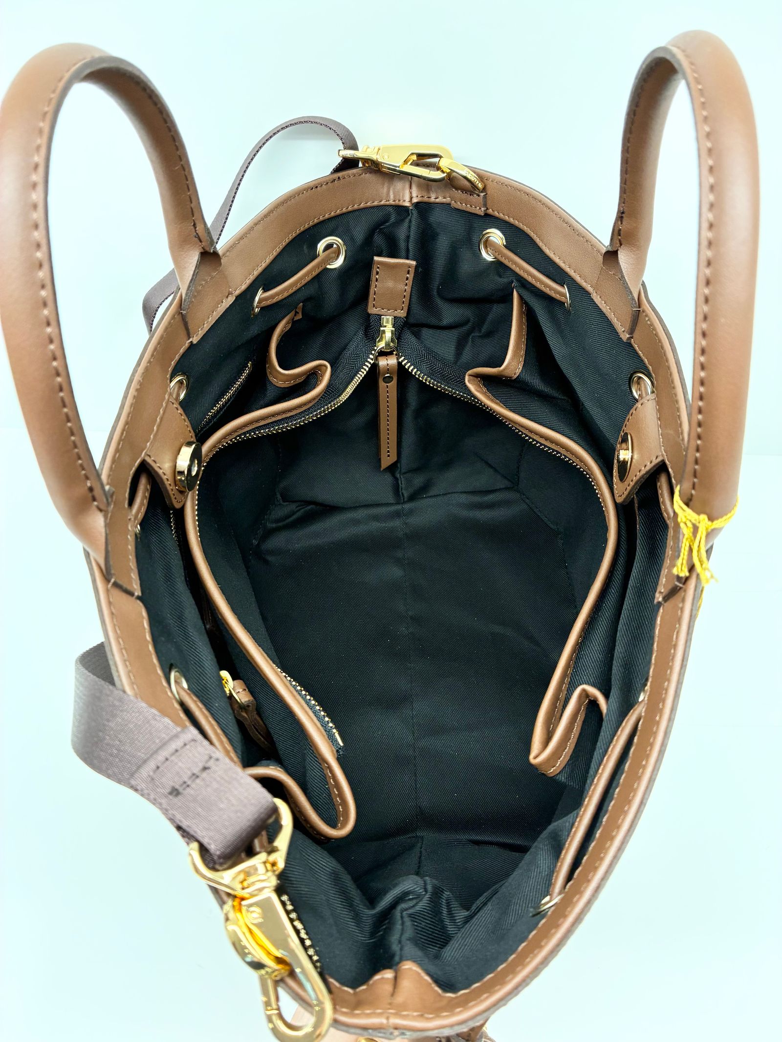 CAMPER / レザーコードキャンバスバッグ / ブラウン