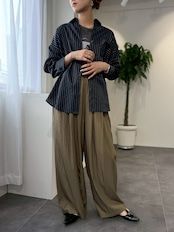 cotton nylon wide easy pants / コットンナイロンワードイージーパンツ / オリーブカーキ