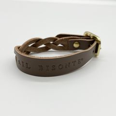 ロゴレザーメッシュブレスレット