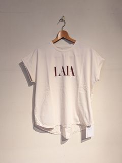 "LAIA"ロゴヘムラウンドT-shirt / ロゴTシャツ / ベージュ